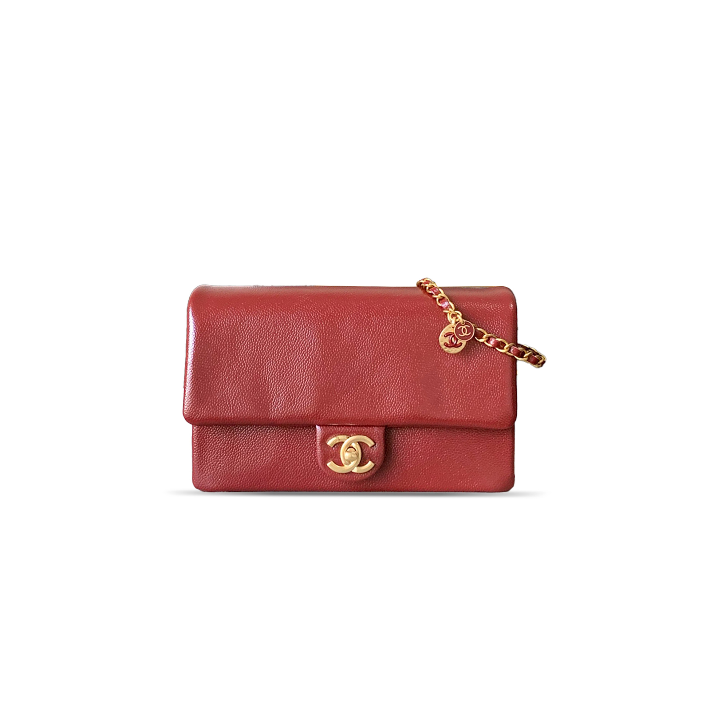 CHANEL MASTER SMALL FLAP BAG GRAINED SHINY CALFSKIN & GOLD-TONE METAL AS5186 (23*15*8cm)